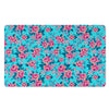 Pink And Blue Rose Floral Door Mat-grizzshop