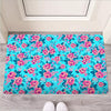 Pink And Blue Rose Floral Door Mat-grizzshop