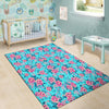 Pink And Blue Rose Floral Floor Mat-grizzshop