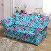 Pink And Blue Rose Floral Loveseat Cover-grizzshop