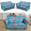 Pink And Blue Rose Floral Loveseat Cover-grizzshop