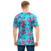 Pink And Blue Rose Floral Men T Shirt-grizzshop