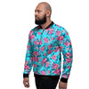 Pink And Blue Rose Floral Men's Bomber Jacket-grizzshop