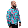 Pink And Blue Rose Floral Men's Bomber Jacket-grizzshop