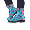 Pink And Blue Rose Floral Men's Boots-grizzshop