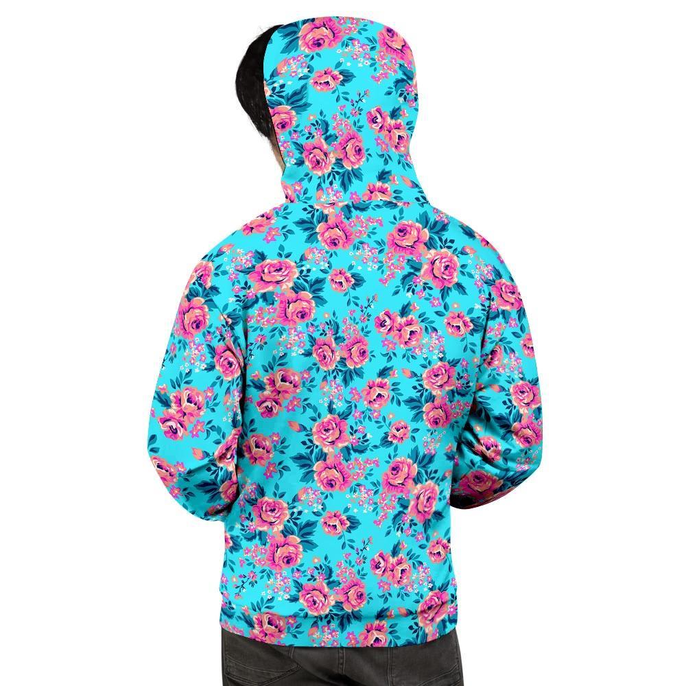 Pink And Blue Rose Floral Men's Hoodie-grizzshop
