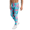 Pink And Blue Rose Floral Men's Leggings-grizzshop