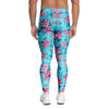 Pink And Blue Rose Floral Men's Leggings-grizzshop