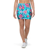 Pink And Blue Rose Floral Mini Skirt-grizzshop