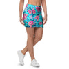 Pink And Blue Rose Floral Mini Skirt-grizzshop