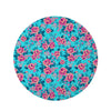 Pink And Blue Rose Floral Round Rug-grizzshop