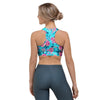 Pink And Blue Rose Floral Sports Bra-grizzshop