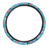 Pink And Blue Rose Floral Steering Wheel Cover-grizzshop