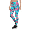 Pink And Blue Rose Floral Women's Leggings-grizzshop