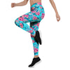 Pink And Blue Rose Floral Women's Leggings-grizzshop