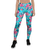 Pink And Blue Rose Floral Women's Leggings-grizzshop