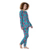 Pink And Blue Rose Floral Women's Pajamas-grizzshop