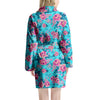 Pink And Blue Rose Floral Women's Robe-grizzshop