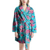 Pink And Blue Rose Floral Women's Robe-grizzshop