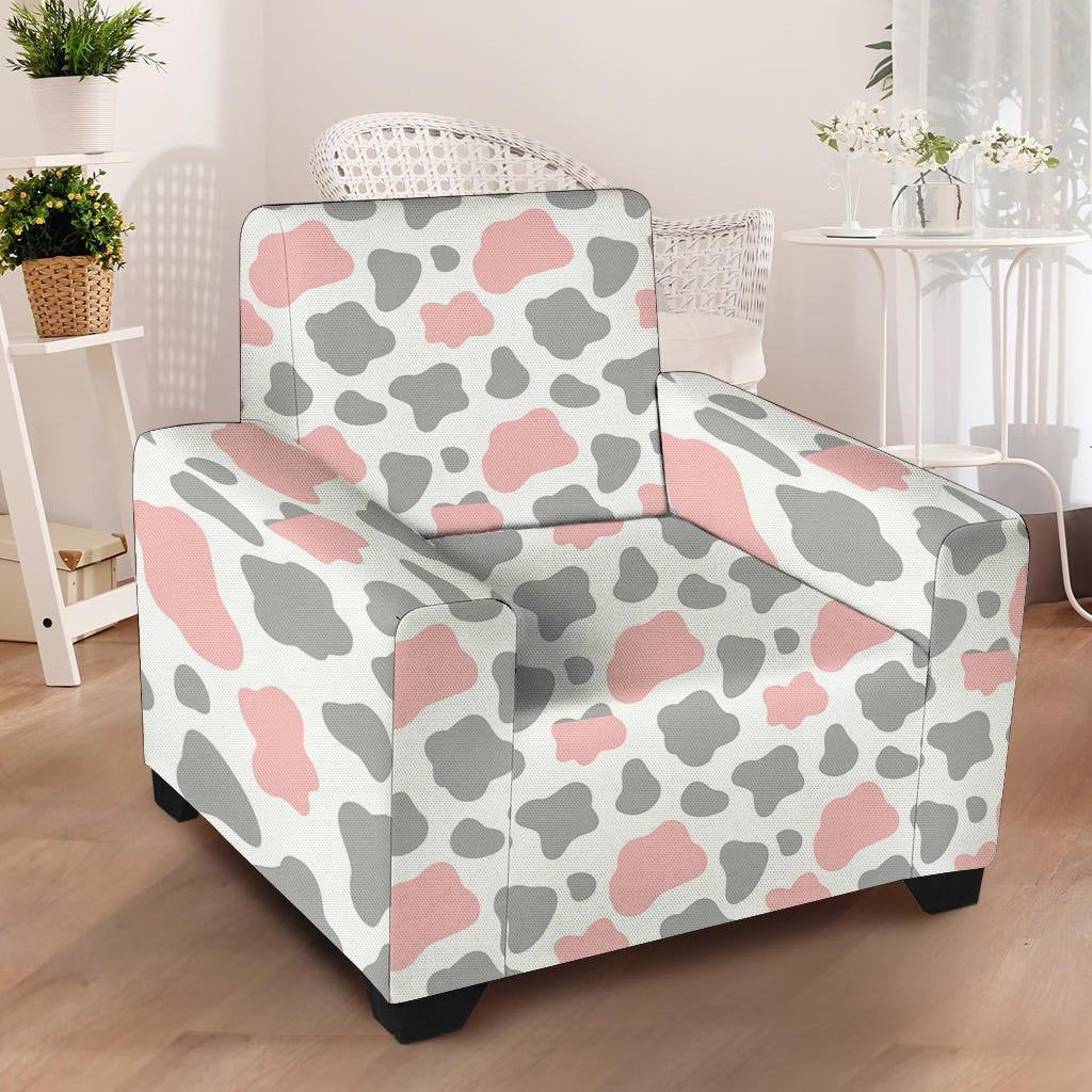 Pink And Grey Cow Print Armchair Cover-grizzshop