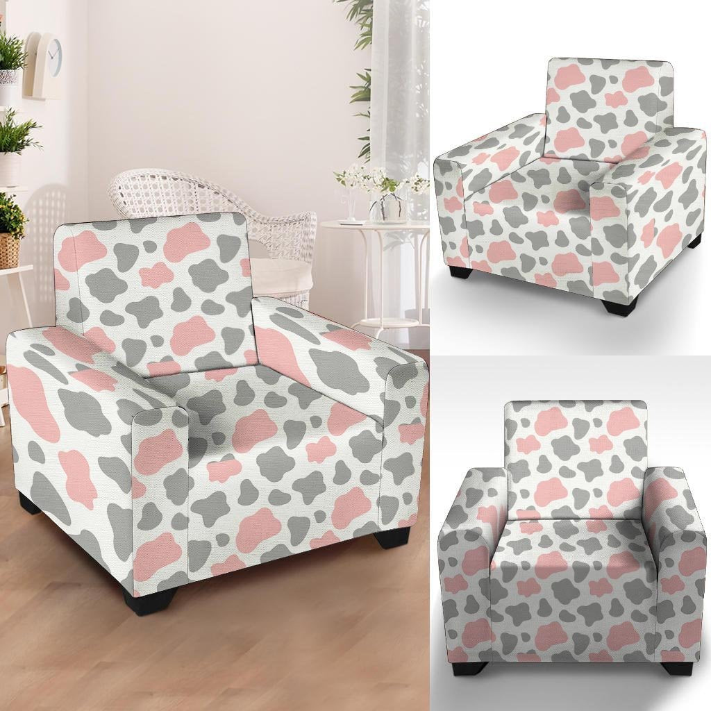 Pink And Grey Cow Print Armchair Cover-grizzshop