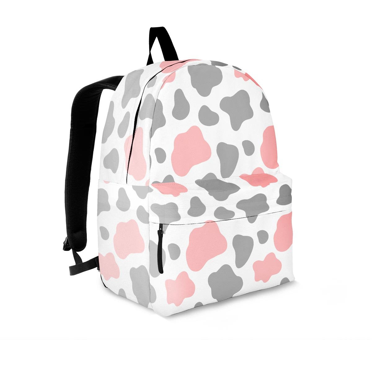 Pink And Grey Cow Print Backpack-grizzshop