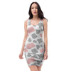 Pink And Grey Cow Print Bodycon Dress-grizzshop