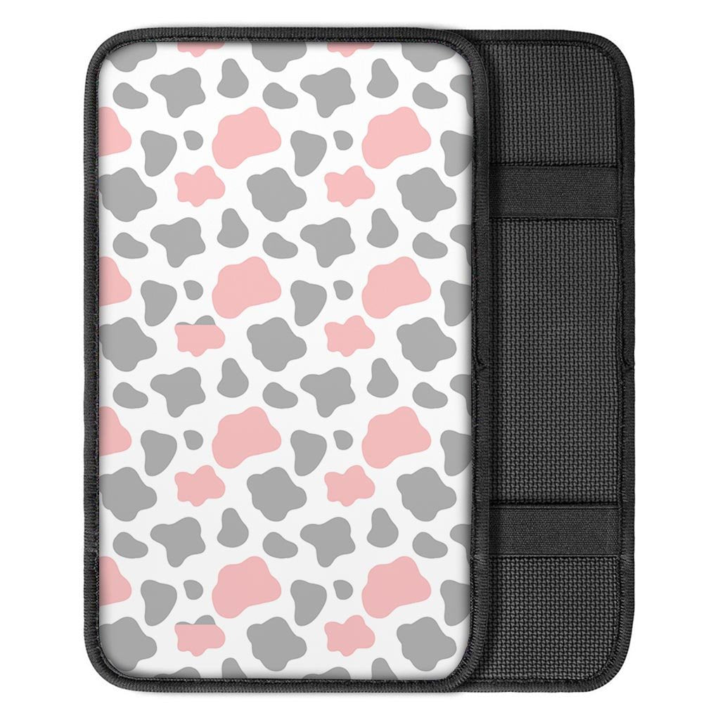 Pink And Grey Cow Print Car Console Cover-grizzshop