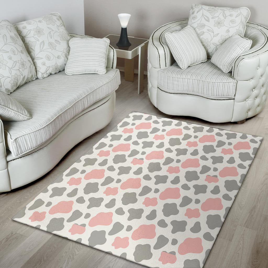 Pink And Grey Cow Print Floor Mat-grizzshop