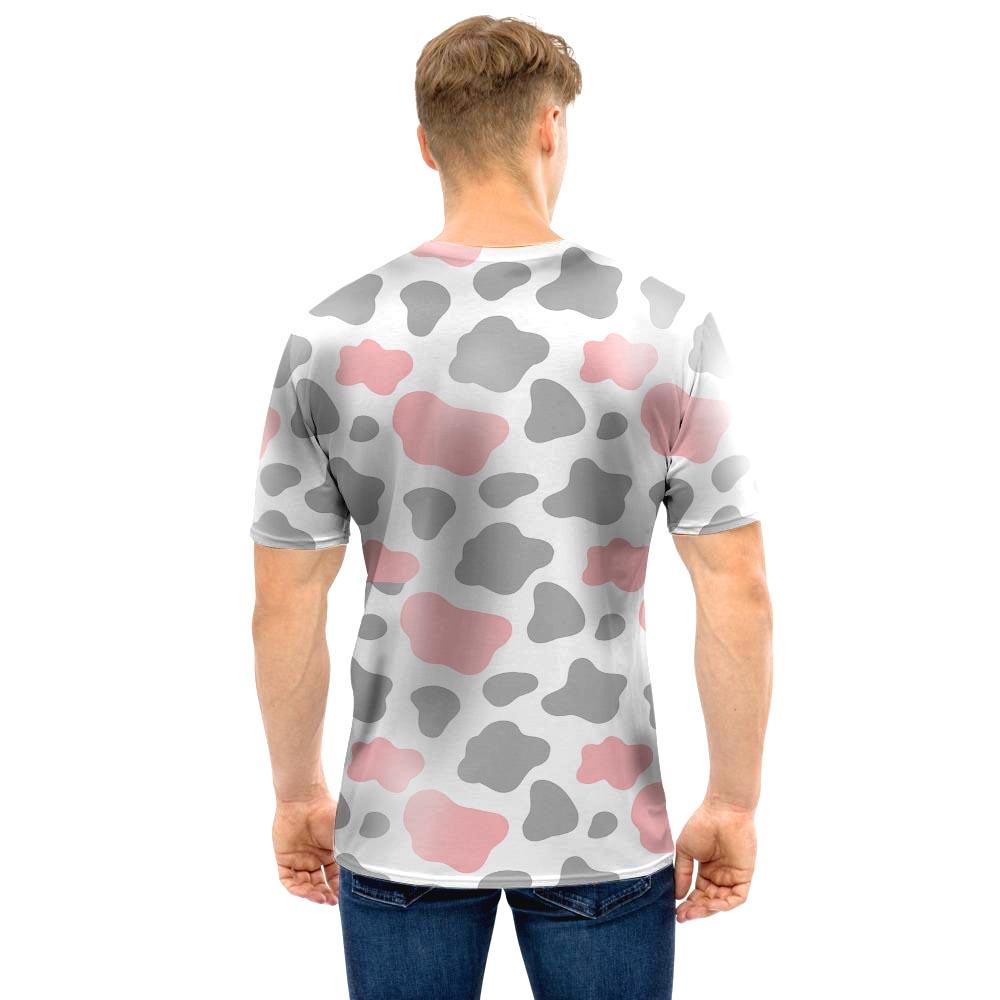 Pink And Grey Cow Print Men T Shirt-grizzshop