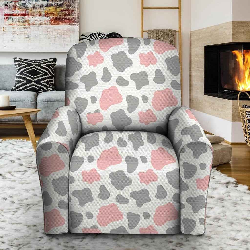 Pink And Grey Cow Print Recliner Cover-grizzshop