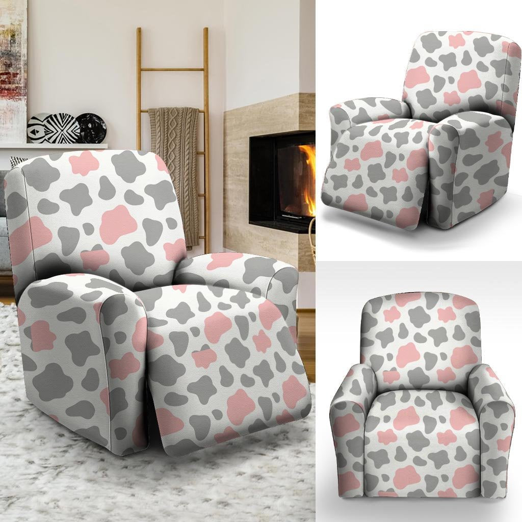 Pink And Grey Cow Print Recliner Cover-grizzshop