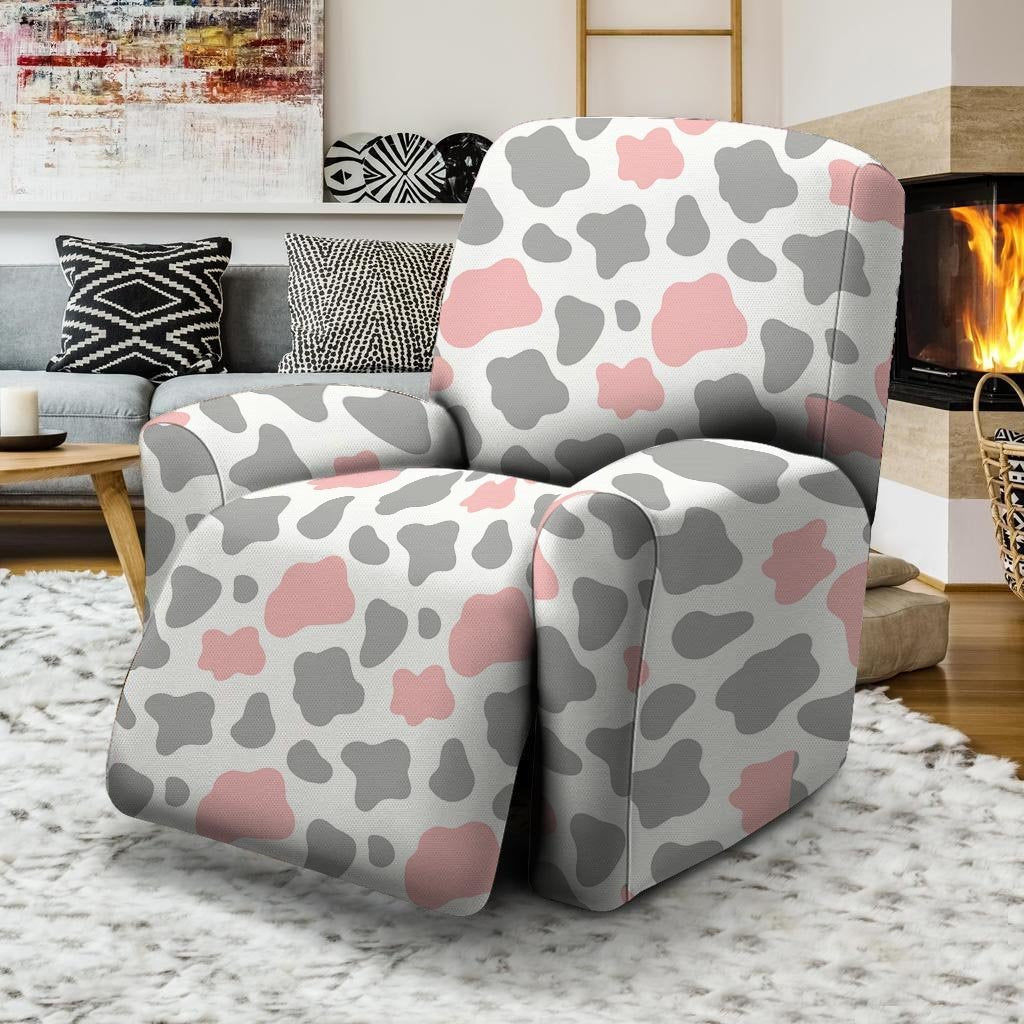 Pink And Grey Cow Print Recliner Cover-grizzshop