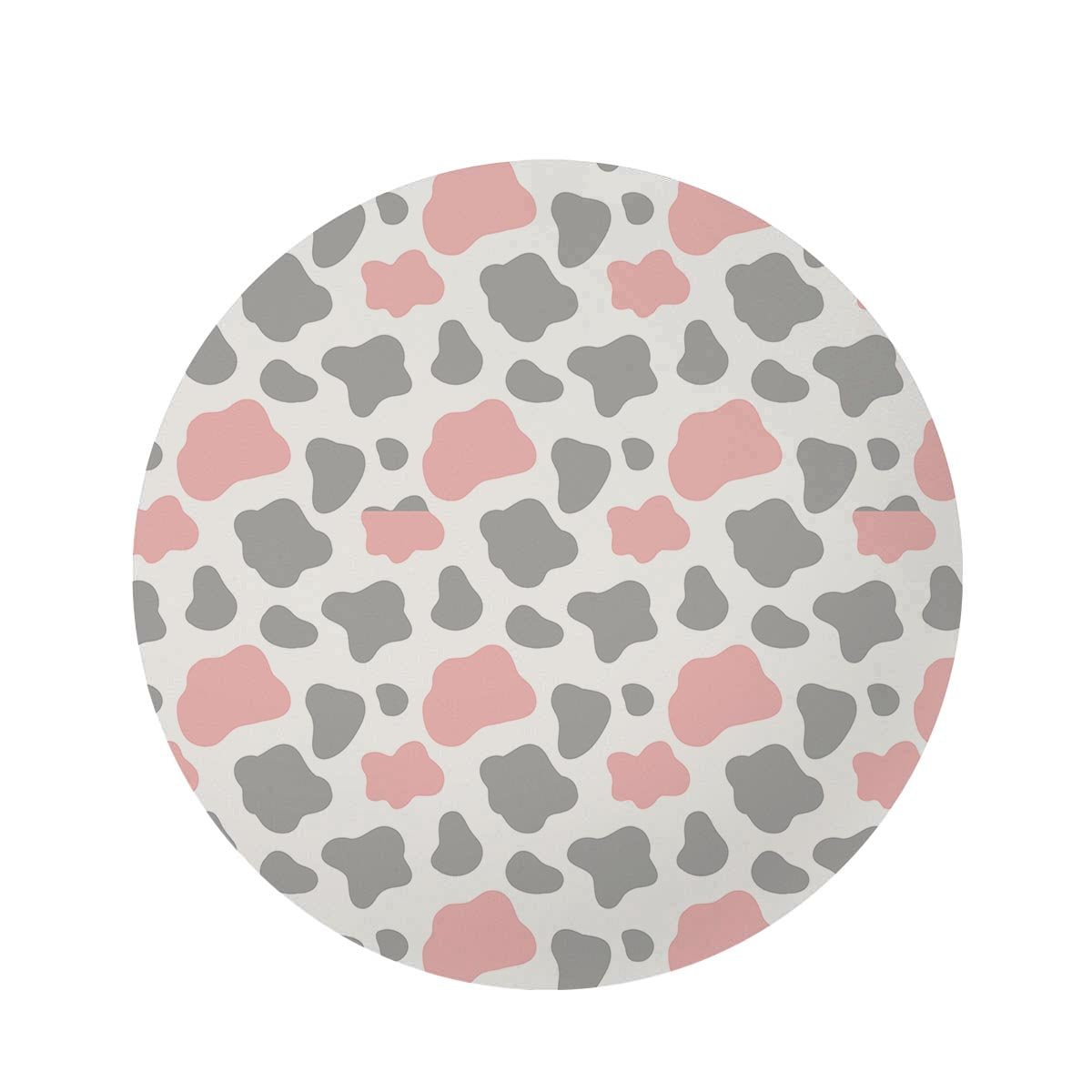 Pink And Grey Cow Print Round Rug-grizzshop