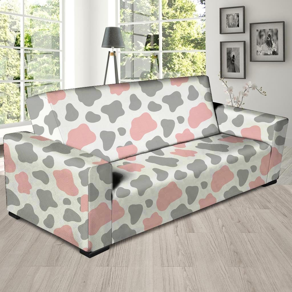 Pink And Grey Cow Print Sofa Cover-grizzshop