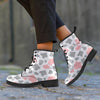 Pink And Grey Cow Print Women's Boots-grizzshop