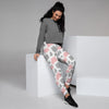 Pink And Grey Cow Print Women's Joggers-grizzshop