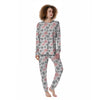 Pink And Grey Cow Print Women's Pajamas-grizzshop