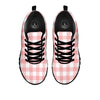 Pink And White Gingham Print Pattern Black Sneaker-grizzshop