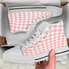 Pink And White Gingham Print Pattern White High Top Shoes-grizzshop