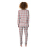 Pink And White Gingham Print Pattern Women's Pajamas-grizzshop