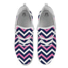 Pink And White Navy Chevron Print White Athletic Shoes-grizzshop