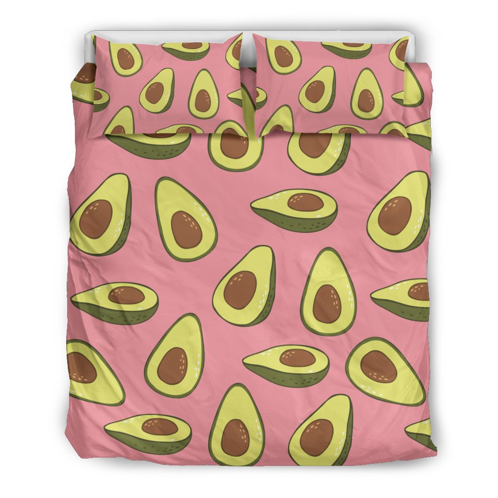 Pink Avocado Pattern Print Duvet Cover Bedding Set-grizzshop