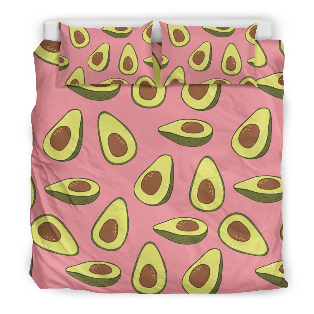 Pink Avocado Pattern Print Duvet Cover Bedding Set-grizzshop