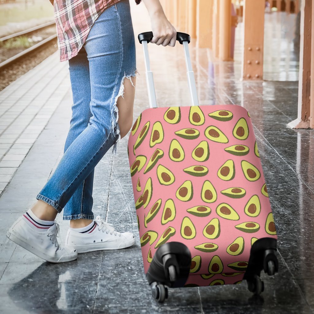 Pink Avocado Pattern Print Luggage Cover Protector-grizzshop