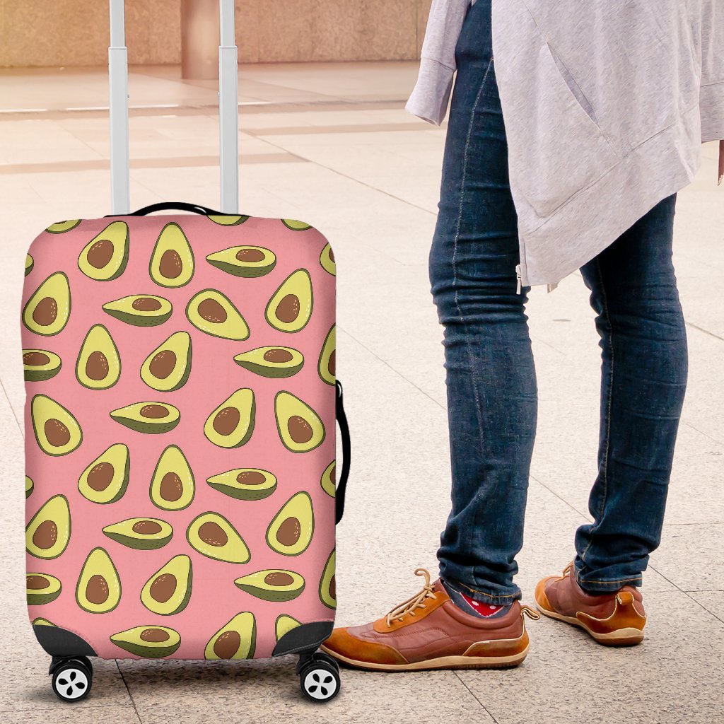 Pink Avocado Pattern Print Luggage Cover Protector-grizzshop