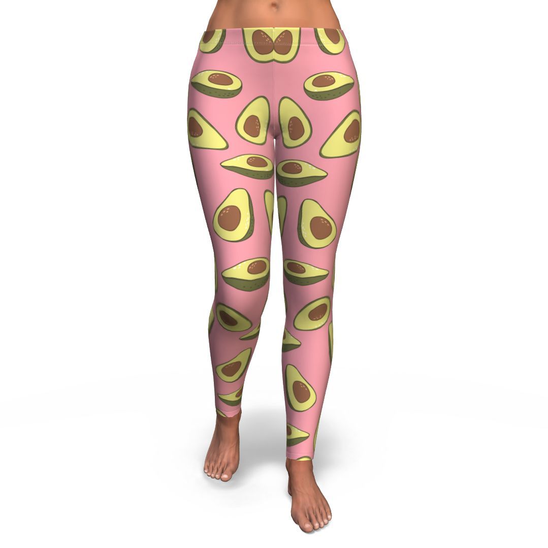 Pink Avocado Pattern Print Pattern Women Leggings-grizzshop