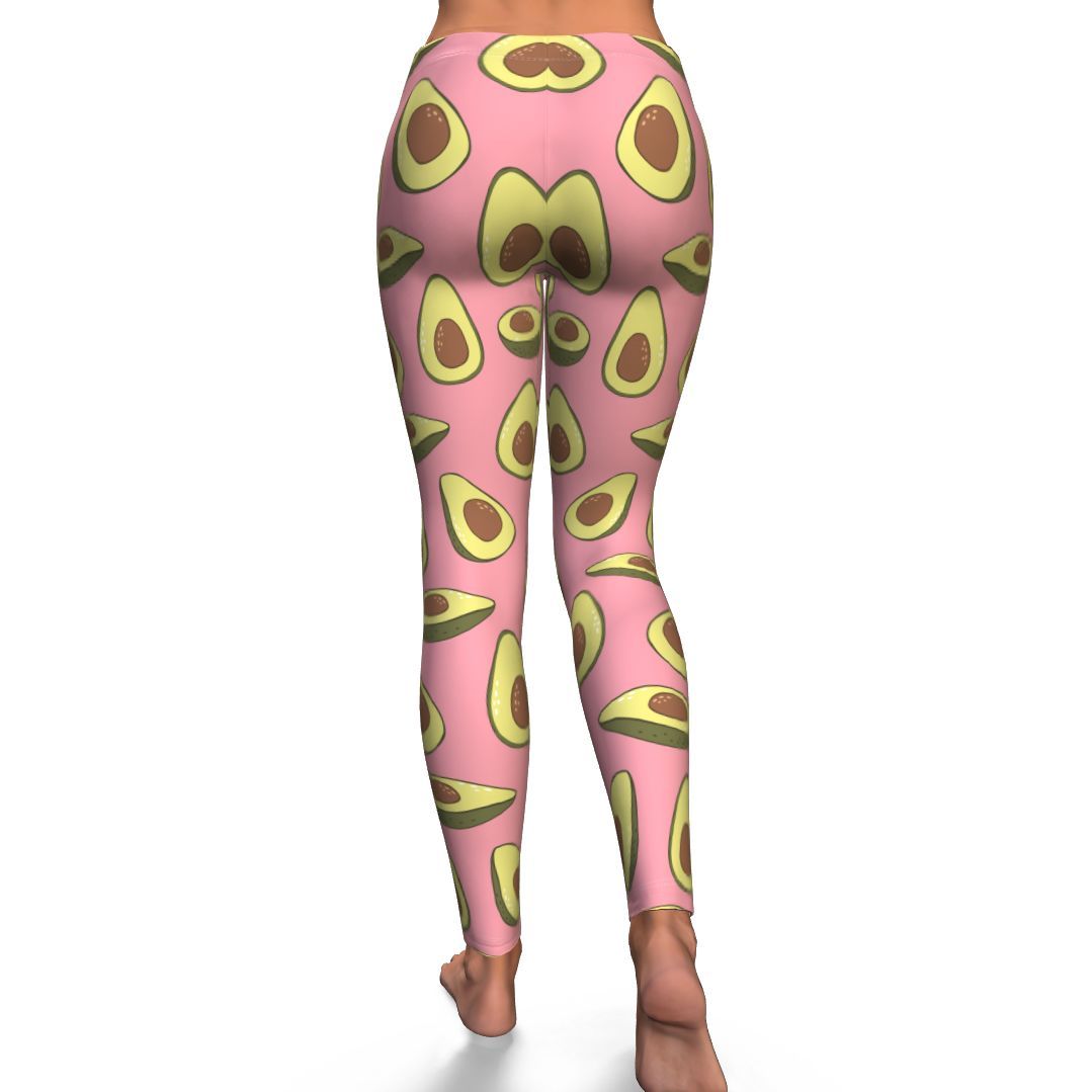 Pink Avocado Pattern Print Pattern Women Leggings-grizzshop