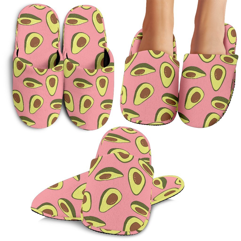 Pink Avocado Pattern Print Premium Home Slippers-grizzshop