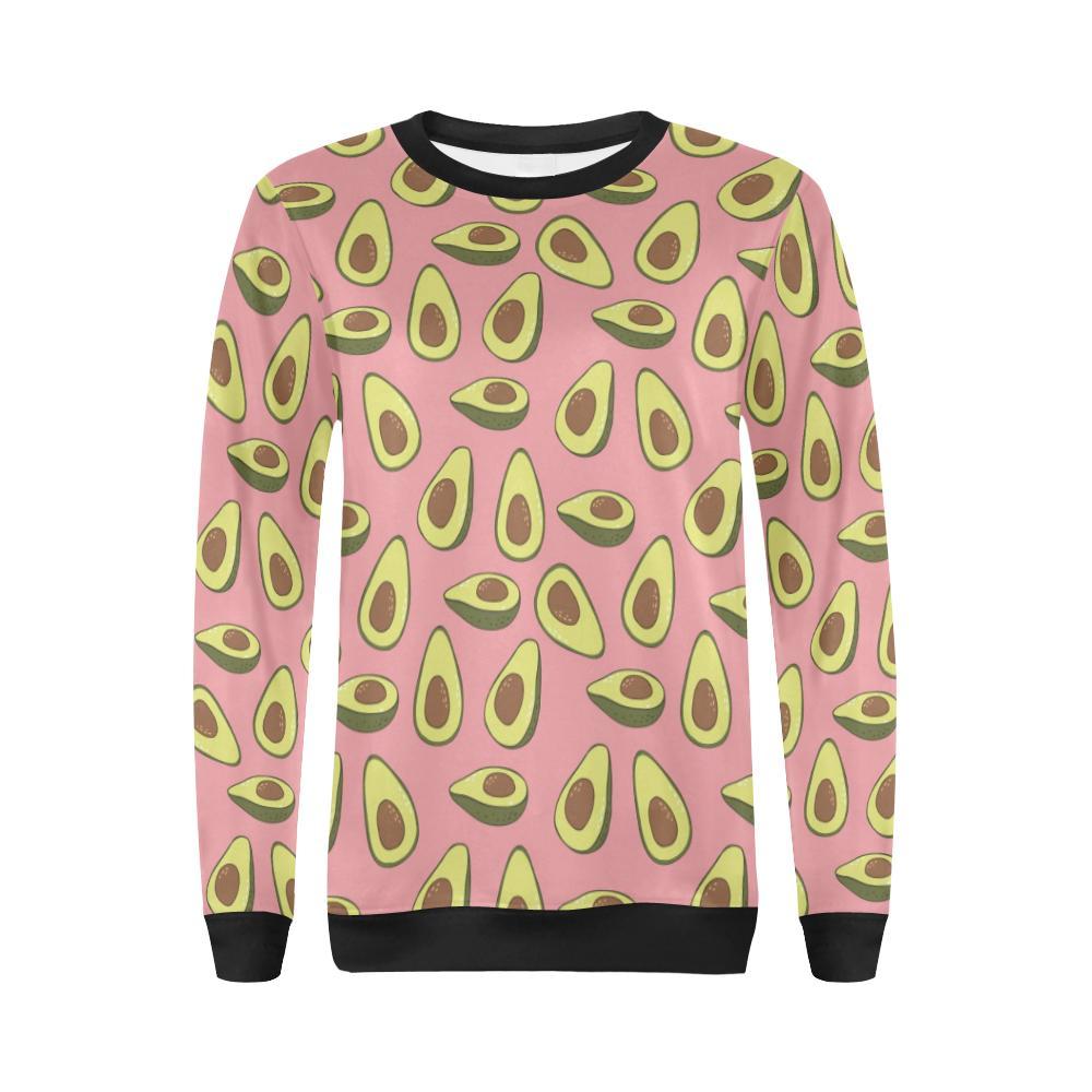 Pink Avocado Pattern Print Women Crewneck Sweatshirt-grizzshop